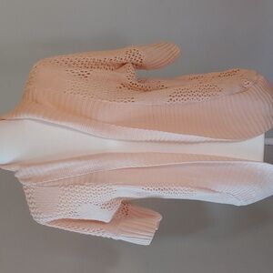 Takeout Knitted Cardigan Open Front Short Sleeve Sweater Soft Pink Women's XL